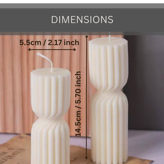 Handmade Twisted Soy Wax Pillar Candle: Unscented Ribbed Decor