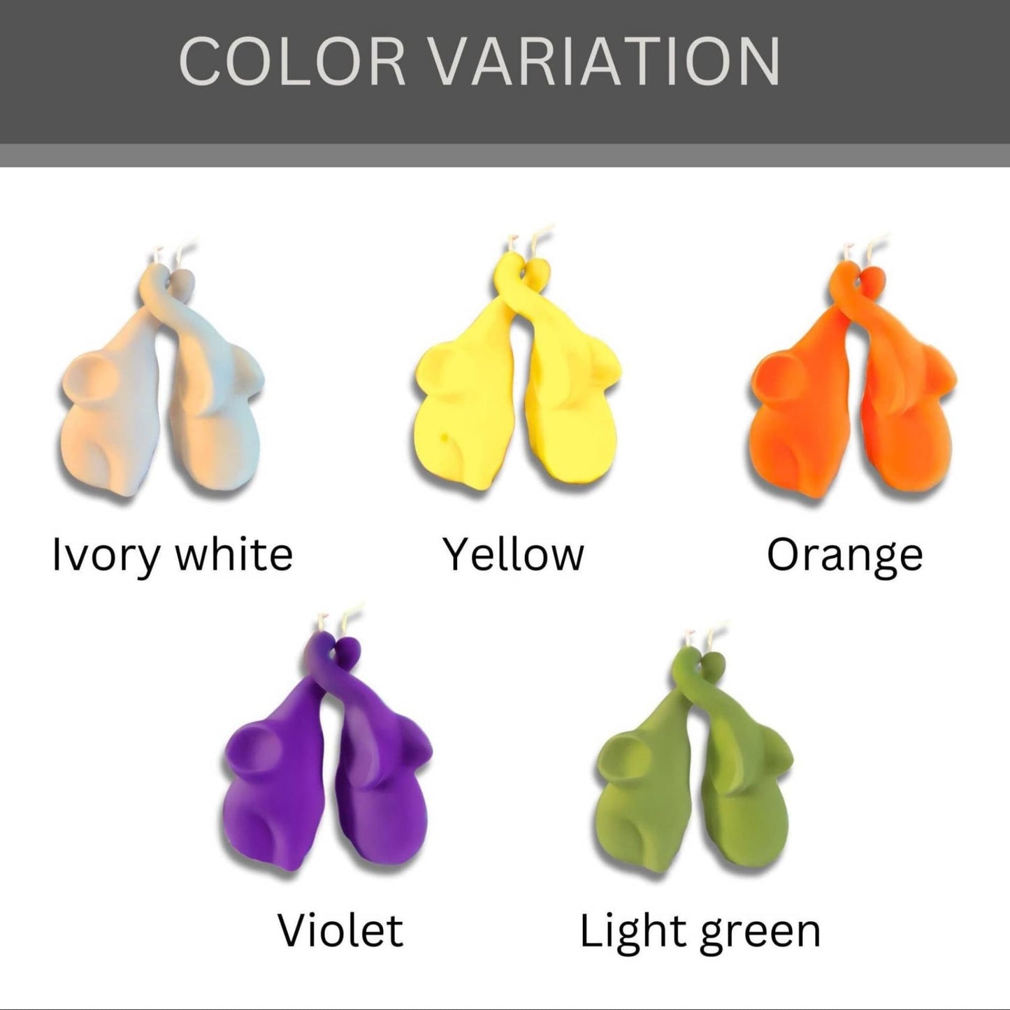 La Bouqe handmade elefant candle set in ivory white yellow orange violet and light green colors