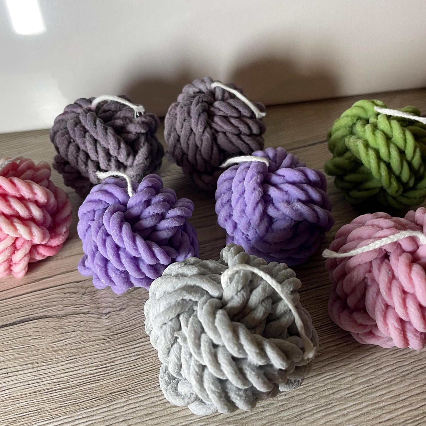 Set of 3 candle Yarn Ball Soy Wax decorative scented pillar candles homemade unique gift for baby shower favors