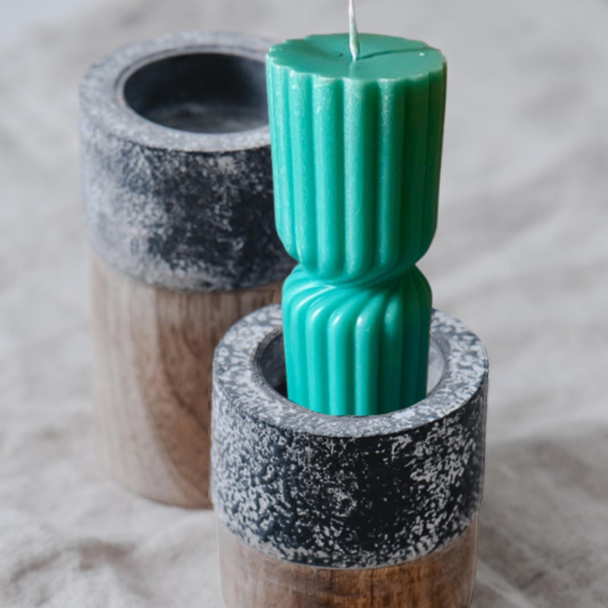 Handmade Twisted Soy Wax Pillar Candle: Unscented Ribbed Decor