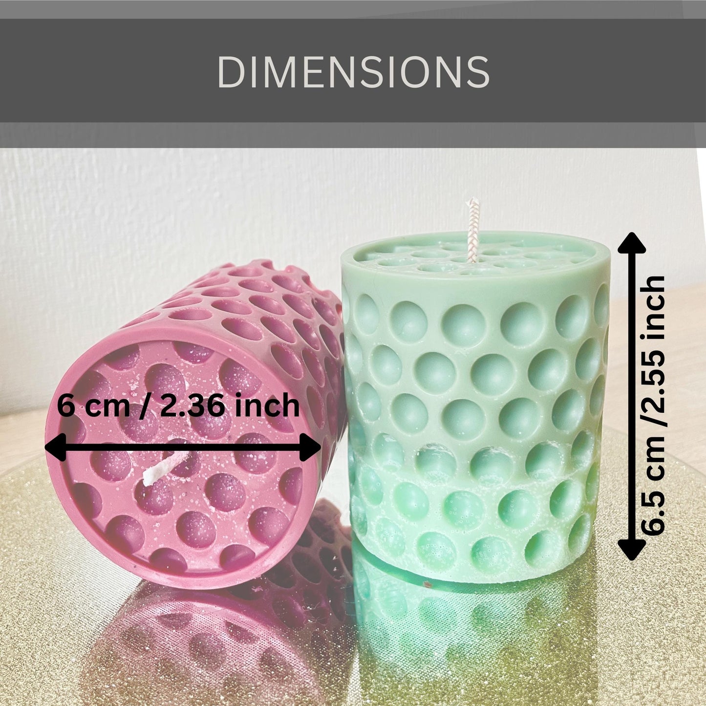 Handmade Dotted Cylindrical Candle: Decorative Soy Wax reverse bubble