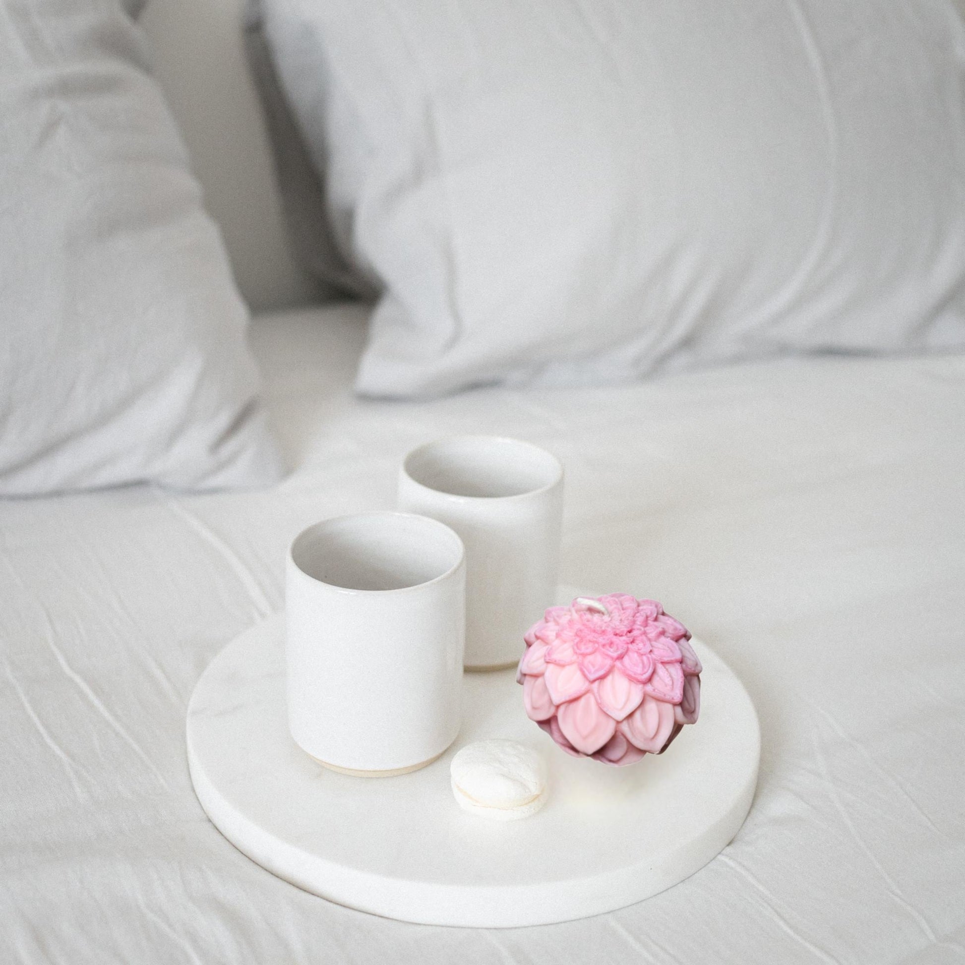 Handmade Soy Wax Dahlia & Lotus Flower Candle - Floral Home Decor