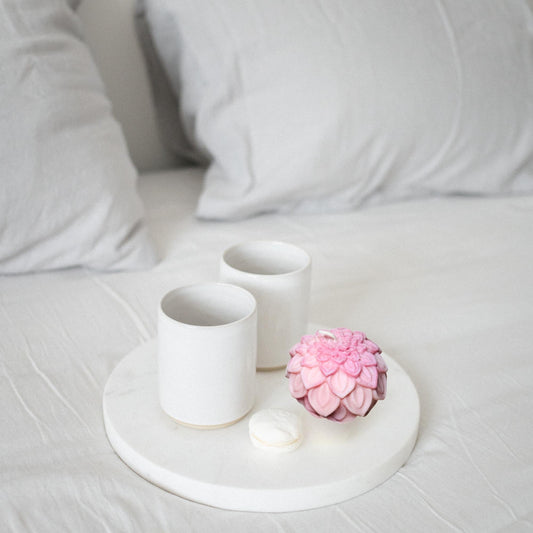 Handmade Soy Wax Dahlia & Lotus Flower Candle - Floral Home Decor