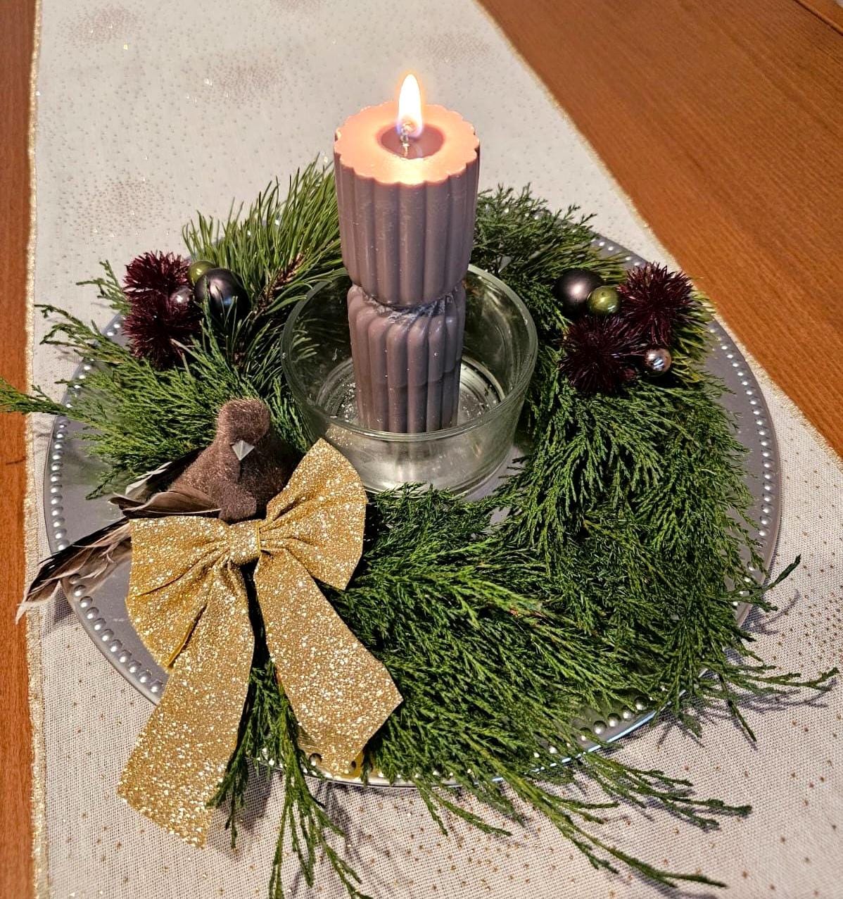 Handmade Twisted Soy Wax Pillar Candle: Unscented Ribbed Decor