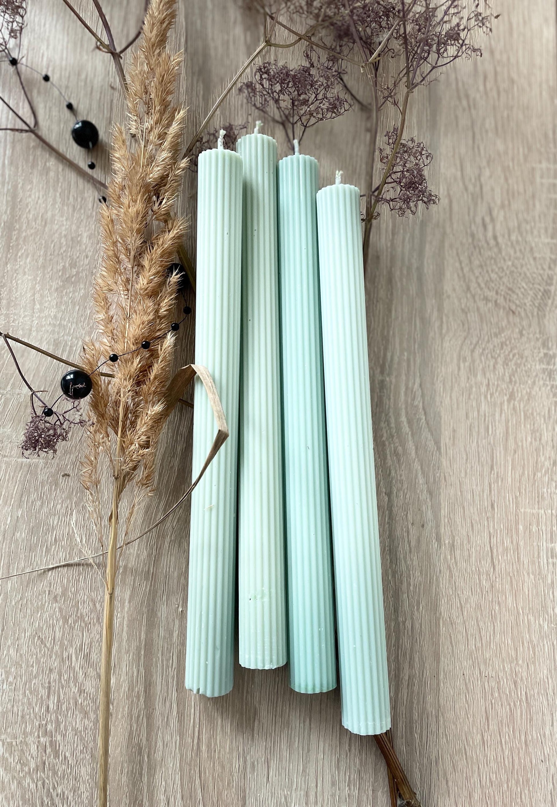 Taper Candle Long Lasting Soy Wax Pillar Candles Unscented Vegan Handmade Decorative (4pcs)