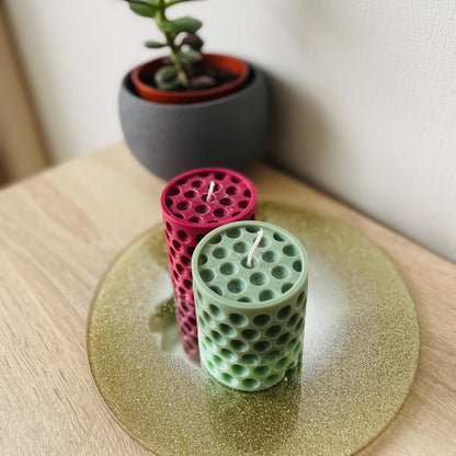 Handmade Dotted Cylindrical Candle: Decorative Soy Wax reverse bubble