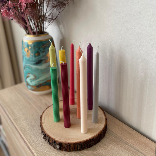 Taper Candle Long Lasting Soy Wax Pillar Candles Unscented Vegan Handmade Decorative (3 pcs)