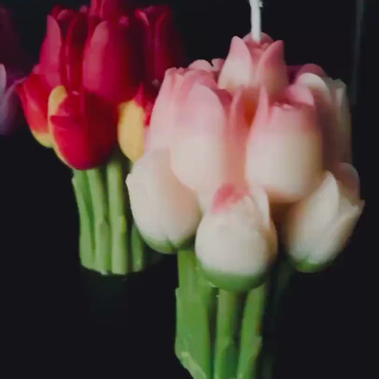 Handmade Tulip Bouquet Candle: Decorative Soy Wax Floral Candle