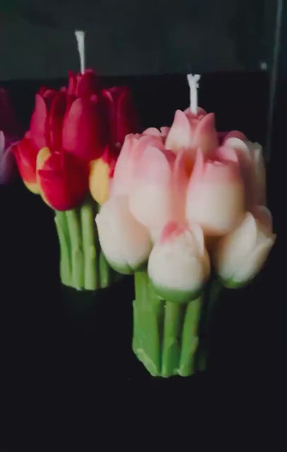 Handmade Tulip Bouquet Candle: Decorative Soy Wax Floral Candle